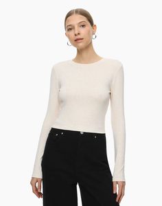 Лонгслив женский Gloria Jeans GKT021867 бежевый M (44-46)