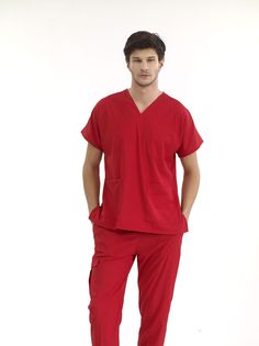 Костюм медицинский мужской Cizgimedikal Uniforma EJL100 красный M