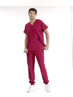 Костюм медицинский мужской Cizgimedikal Uniforma EJL100 розовый XXL