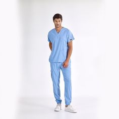 Костюм медицинский мужской Cizgimedikal Uniforma EJL100 голубой XXL