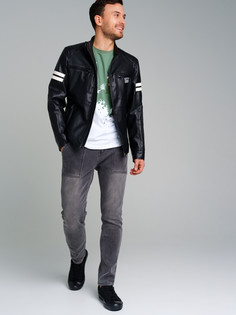 Кожаная куртка мужская PlayToday 12316061 черная XL