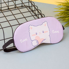 Маска для сна Heart cat love фиолетовая No Brand