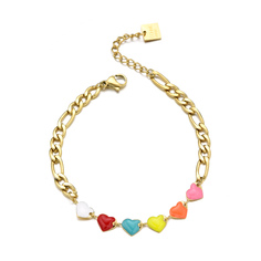 Браслет для женщин, с эмалью и сердцами, CB0330083G, жёлтый, мультицвет Connie.Steel