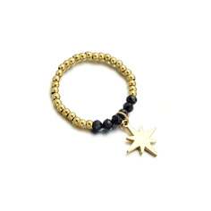 Кольцо для женщин, со звездой, CR0330028G, чёрно-жёлтое Connie.Steel