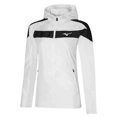 Mizuno HOODED JACKET (W) Куртка беговая ветрозащитная женская Белый/Черный S