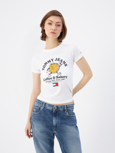 Футболка женская Tommy Jeans DW0DW13728YBR белая, размер S