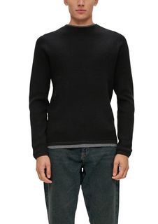 Пуловер QS by s.Oliver для мужчин, черный, размер XXL, 2138583*9999*XXL