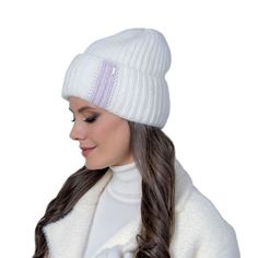 Шапка бини женская Landre ЛУРДЕС 01-51 белая/светло-розовая, one size
