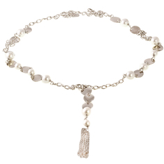 Колье из бижутерного сплава 50 см Б_6-16_03-Исв, искусственный жемчуг No Brand