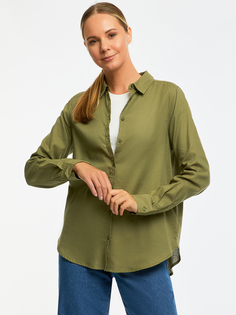 Рубашка женская oodji 13L11024-1 зеленая 44
