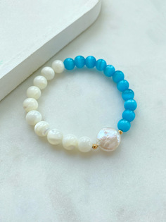 Браслет из бижутерного сплава/лески р.21 Cuddle Jewelry Cat eye, жемчуг/перламутр