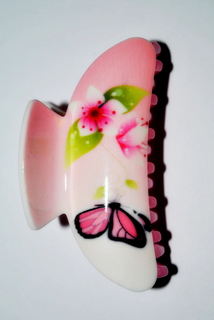 Заколка-краб женская Fashion Jewelry FlowerButterfly розовая