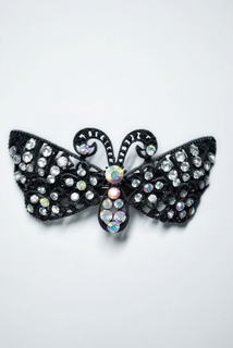 Заколка-автомат женская Fashion Jewelry Color Butterfly черная/белая