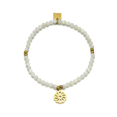 Браслет для женщин, из стеклянных бусин с цветком, CB0330069W, бело-жёлтый Connie.Steel