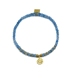 Браслет для женщин, из стеклянных бусин, с подвеской и кистью, CB0330059A, жёлто-голубой Connie.Steel