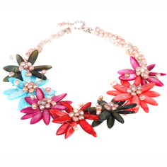 Колье из бижутерного сплава 50 см 18817, жемчуг/перламутр No Brand