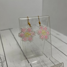 Серьги подвески из бижутерного сплава 000002557, бисер No Brand
