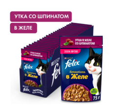 Влажный корм для кошек Felix Мясные ломтики с уткой 12 шт по 75 г