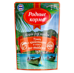 Влажный корм для кошек Родные корма Заморские Тунец в соусе по-тайски, 2 шт по 70 г