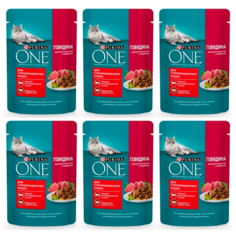 Влажный корм для кошек Purina One для стерилизованных с говядиной и морковью 6 шт по 75 г