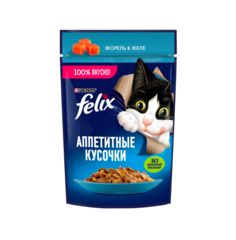 Влажный корм для кошек Felix Аппетитные кусочки с форелью 9 шт по 75 г