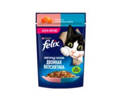 Влажный корм для кошек Felix Двойная Вкуснятина в желе с лососем и форелью 9 шт по 75 г