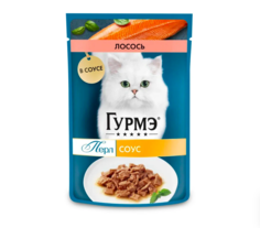 Влажный корм для кошек Гурмэ Перл Нежное филе с лососем в соусе 6 шт по 75 г