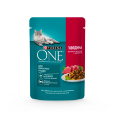 Влажный корм для кошек Purina One с говядиной и морковью 6 шт по 75 г