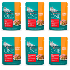 Влажный корм для кошек Purina One с курицей и зеленой фасолью 6 шт по 75 г