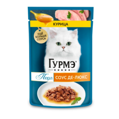Влажный корм для кошек Гурмэ Перл Соус Де-люкс с курицей в роскошном соусе 9 шт по 75 г