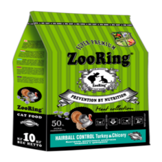 Сухой корм для кошек ZooRing Hairball Control, индейка с цикорием, 10 кг