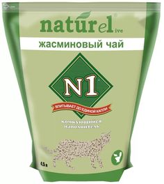 Наполнитель для туалета кошек №1 Naturel Жасминовый чай комкующийся, 4 шт по 4,5 л N1