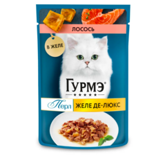 Влажный корм для кошек Гурмэ Перл Желе Де-Люкс с лососем в роскошном желе 12 шт по 75 г