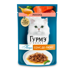 Влажный корм для кошек Гурмэ Перл Соус Де-люкс с лососем в роскошном соусе 9 шт по 75 г