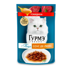 Влажный корм для кошек Гурмэ Перл Соус Де-люкс с говядиной в роскошном соусе 9 шт по 75 г
