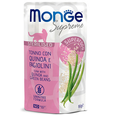 Влажный корм для кошек Monge Supreme Cat тунец, киноа, 24 шт по 80 г