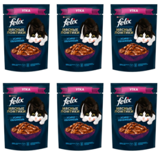Влажный корм для кошек Felix Мясные ломтики с уткой 6 шт по 75 г