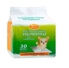 Пеленки для животных Чистый хвост впитывающие, 33х45 см, 3 уп по 10 шт