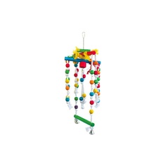 Игрушка для птиц SkyRus Качели с бусинами, разноцветная, дерево, 68х22 см