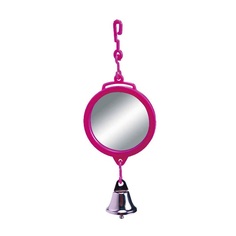Игрушка для птиц SkyRus Зеркало с колокольчиком, розовое, пластик, 11х8 см