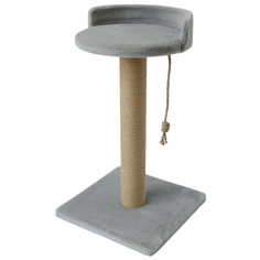 Когтеточка-столбик для кошек Коффчег с лежанкой, серый, джут, ДСП, мех, 40x40x70 см