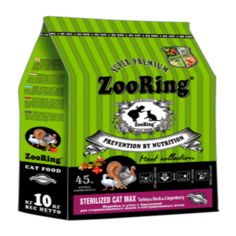 Сухой корм для кошек ZooRing Sterilized Cat Maxi, индейка, утка с брусникой, 10 кг