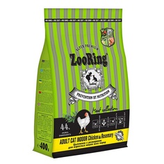 Сухой корм для кошек ZooRing Adult Cat Indoor цыпленок с розмарином, 400 г