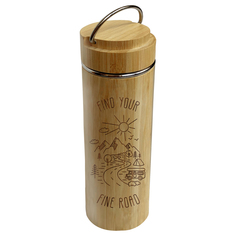 Термос Woodenking бамбуковый с ручкой и ситечком для напитков 450 мл Дорога