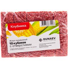 Жмых кукурузный Dunaev КЛУБНИКА 300 гр (10 кубиков с отверстиями)