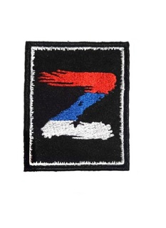 Нашивка на липучке Z флаг кистью 00116292 черный,7х9 см No Brand