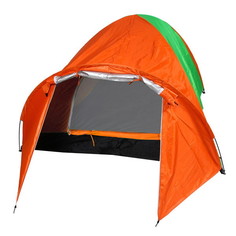 Палатка туристическая Кама-3 двухслойная, (200+80)*210*130 см, цвет оранжево-зеленый