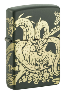 Зажигалка кремниевая "Dragon Design" с покрытием Green Matte, зеленая, Zippo, 48907