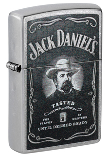 Зажигалка кремниевая "Jack Daniels" с покрытием Street Chrome, серебристая, Zippo, 48748
