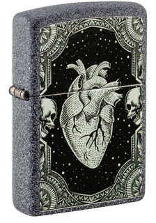 Зажигалка кремниевая "Heart Design" с покрытием Iron Stone, серая, Zippo, 48720